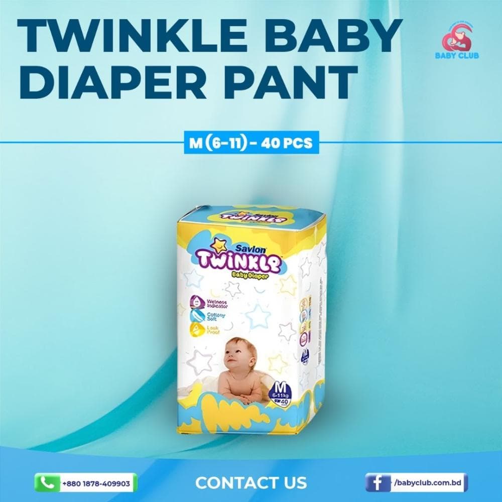 Twinkle Baby Diaper Beltt M (6-11 kg)-40 pcs
