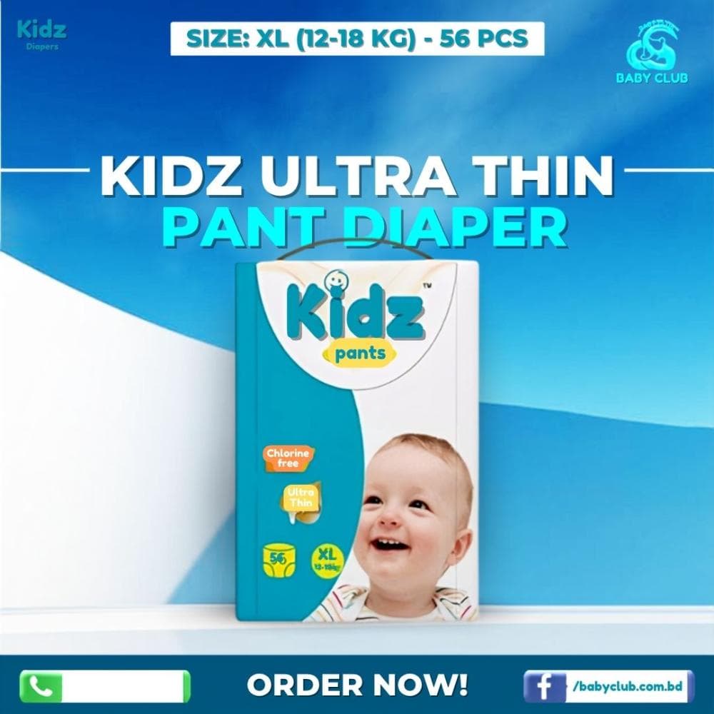 Kidz Ultra Thin Pant Diaper XL (12-18kg)- 56 pcs
