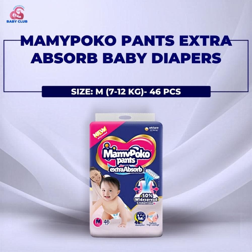 MamyPoko Pants Extra Absorb Baby Diapers M (7-12 kg)- 46 pcs