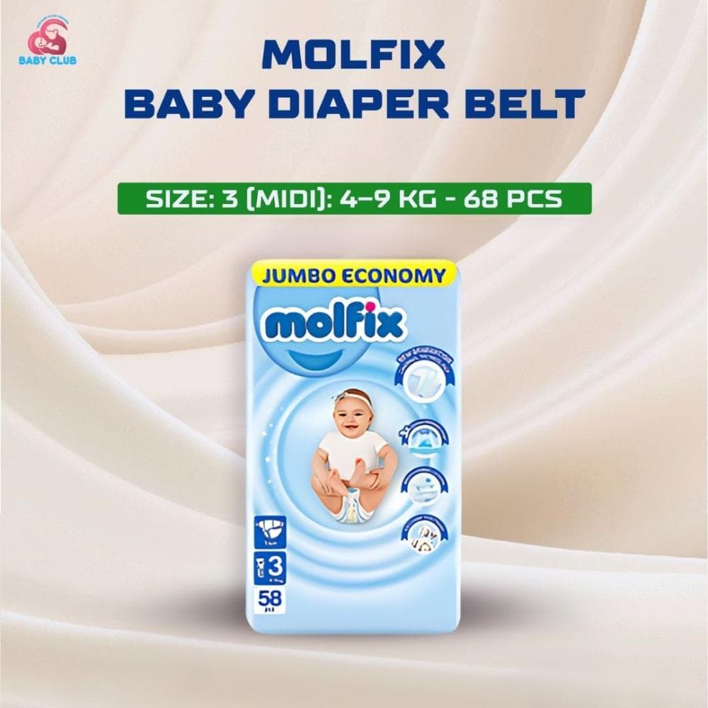 Molfix Baby Diaper Belt Size 3 (Midi): 4–9 kg - 68 pcs
