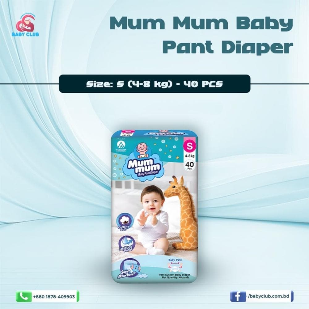 Mum Mum Baby Diaper Pant S (4-8 kg)-40 pcs