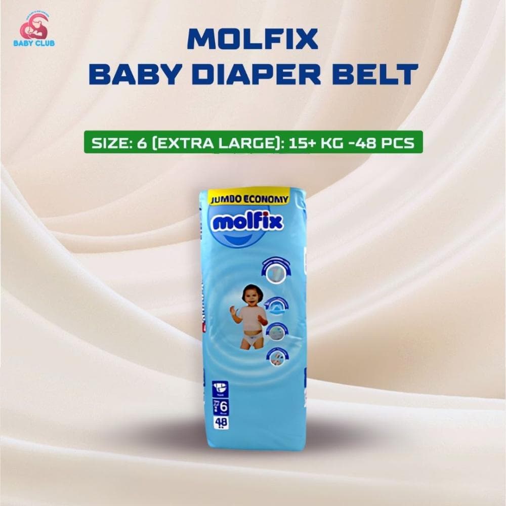 Molfix Baby Diaper Belt Size 6 (Extra Large): 15+ kg -48 Pcs