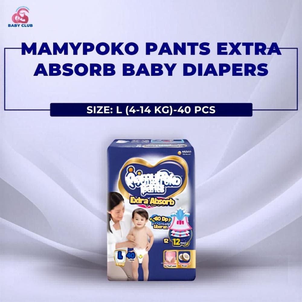 MamyPoko Pants Extra Absorb Baby Diapers L (4-14 kg)-40 pcs