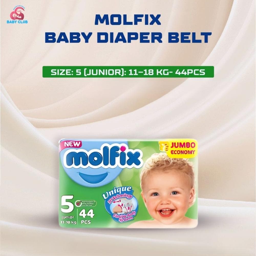 Molfix Baby Diaper Belt Size 5 (Junior): 11–18 kg- 44Pcs